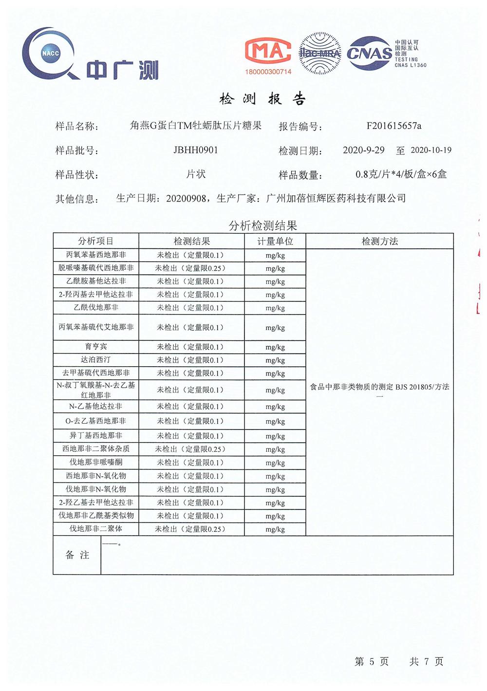 角燕G蛋白检测报告